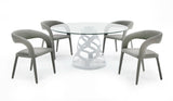 Lilly Modern 12mm Round Glass + White Dining Table