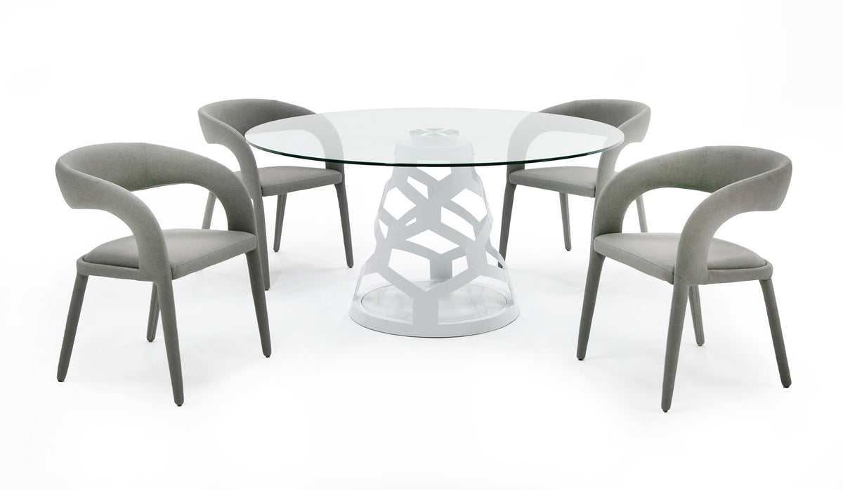 Lilly Modern 12mm Round Glass + White Dining Table