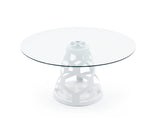 Lilly Modern 12mm Round Glass + White Dining Table