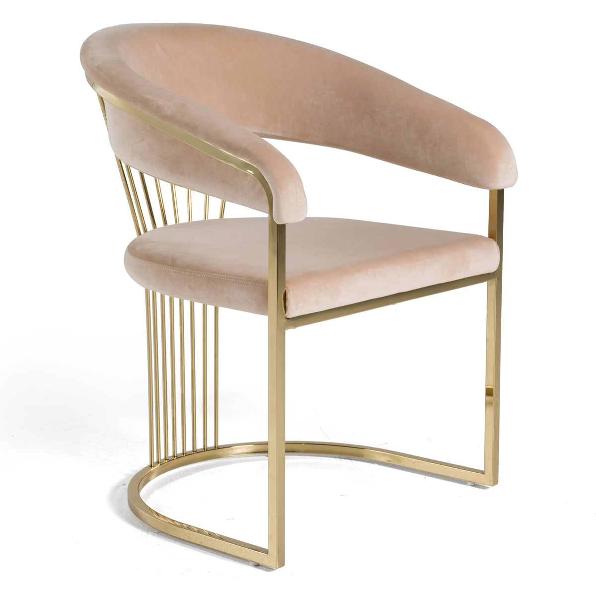 Linda Modern Beige Velvet and Gold Dining Chair