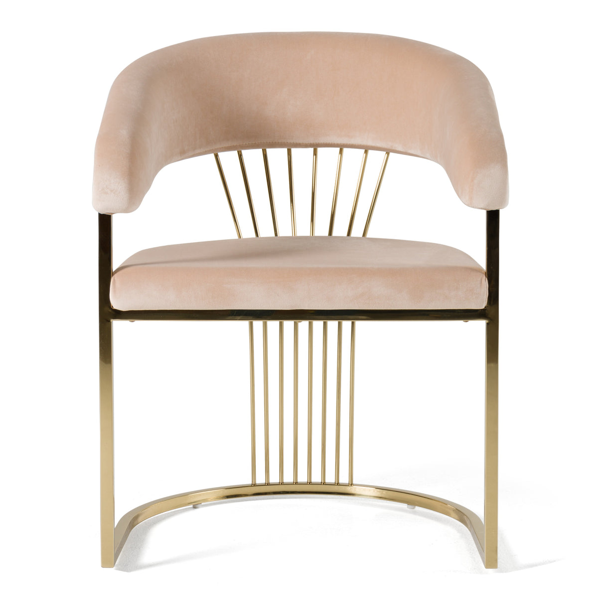 Linda Modern Beige Velvet and Gold Dining Chair