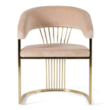 Linda Modern Beige Velvet and Gold Dining Chair