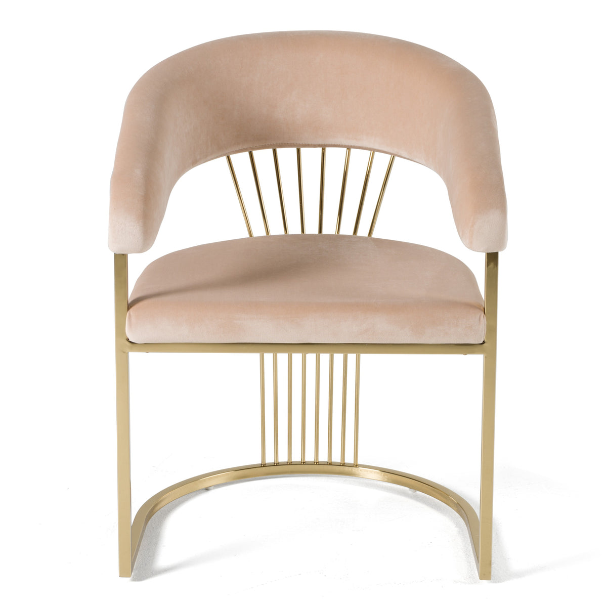 Linda Modern Beige Velvet and Gold Dining Chair