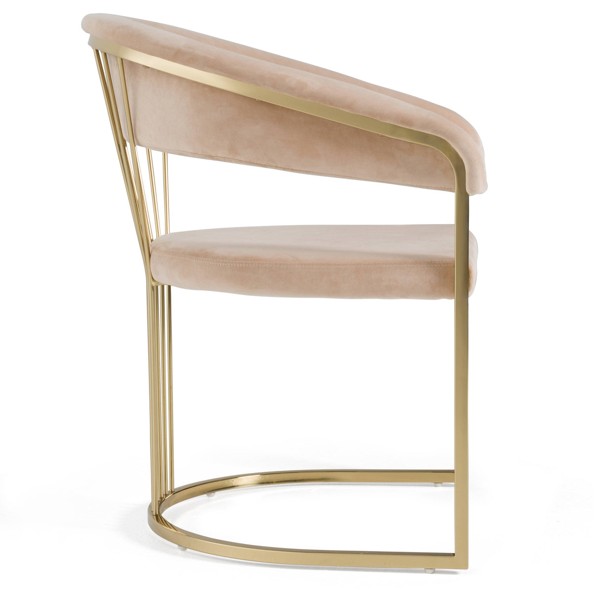 Linda Modern Beige Velvet and Gold Dining Chair