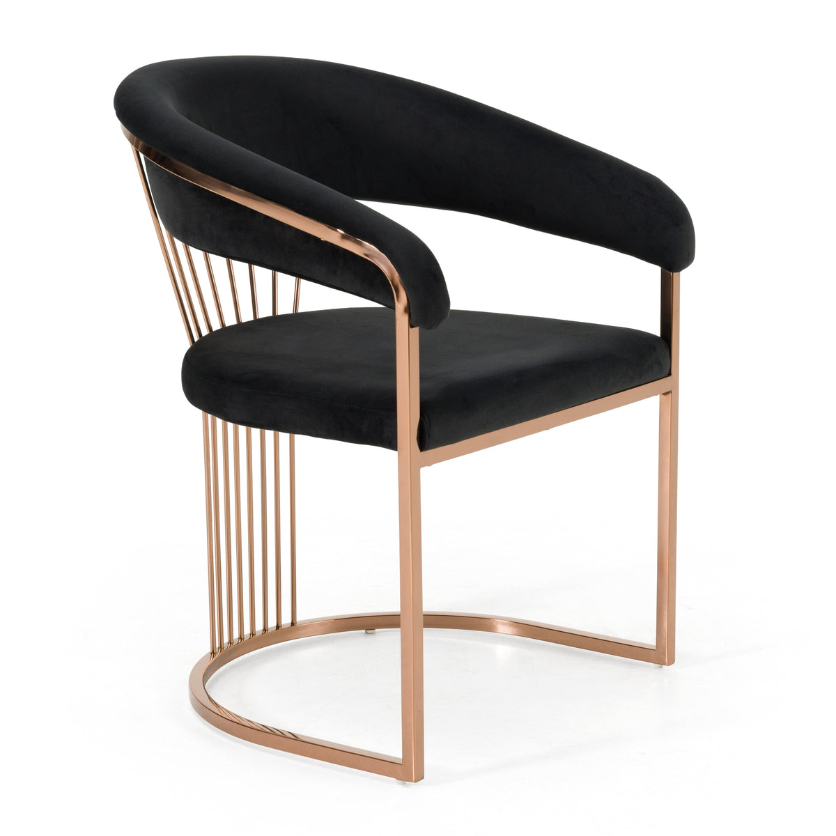 Linda Modern Black Velvet and Rosegold Dining Chair
