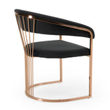 Linda Modern Black Velvet and Rosegold Dining Chair