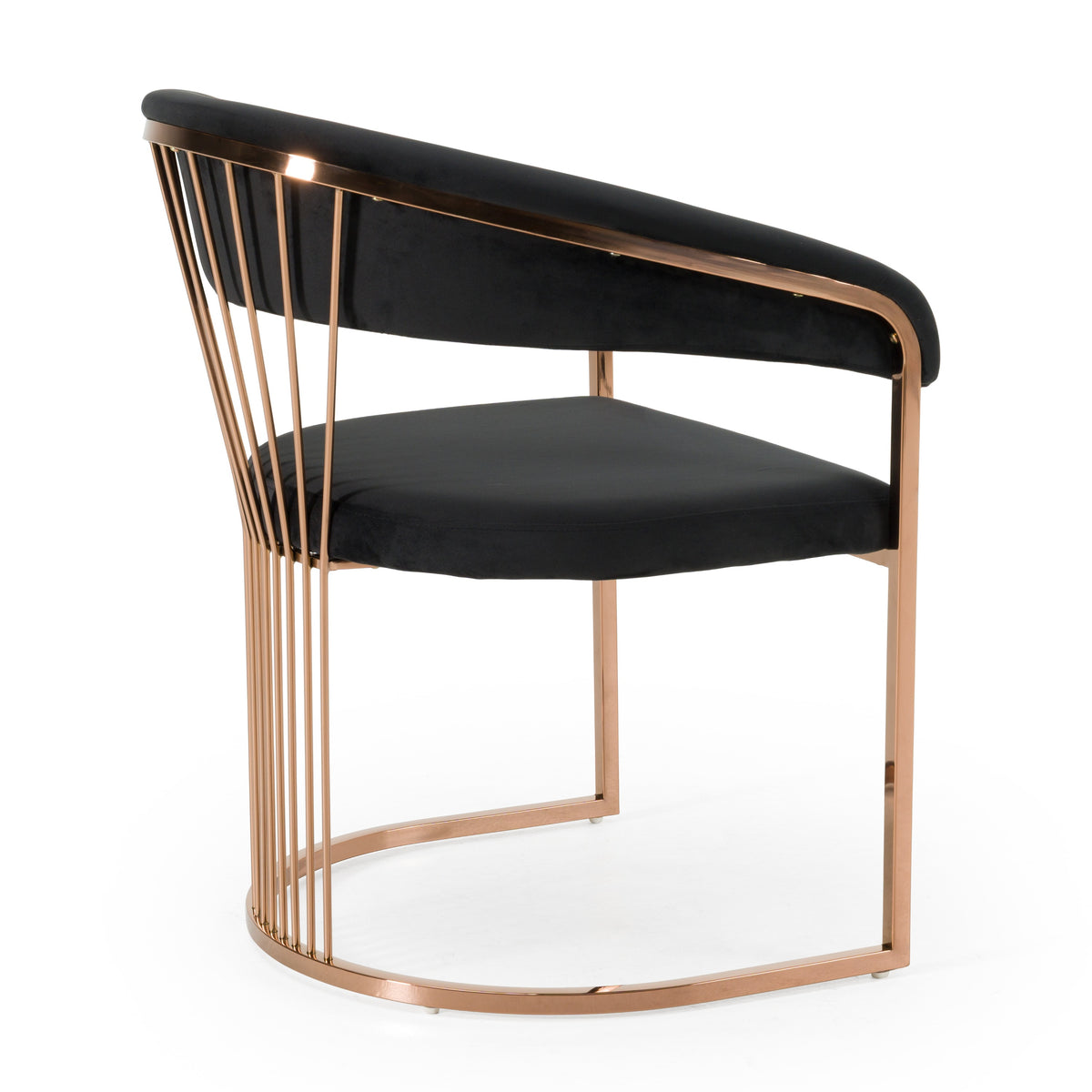 Linda Modern Black Velvet and Rosegold Dining Chair