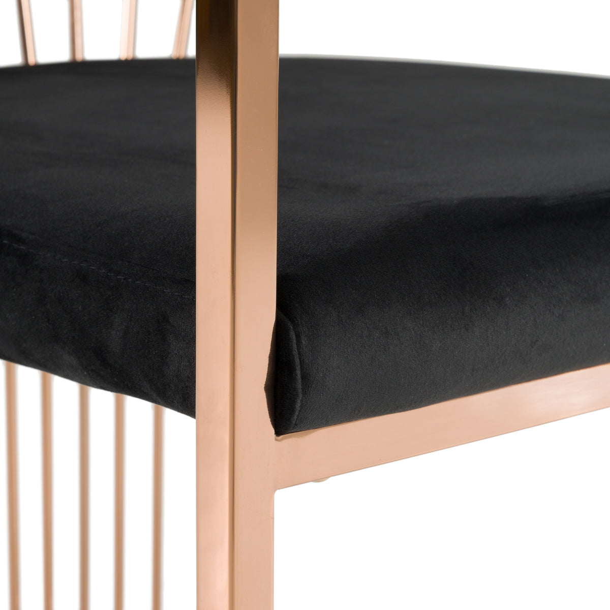 Linda Modern Black Velvet and Rosegold Dining Chair