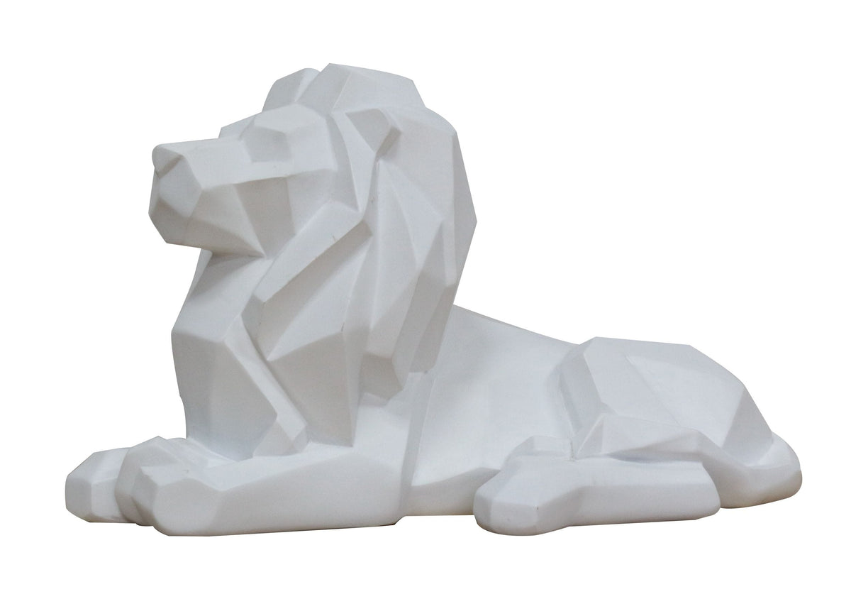 Lion White Geometric Sculpture