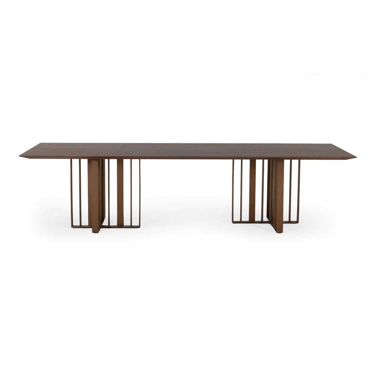 Livia Modern Wenge & Gold Stainless Steel Dining Table