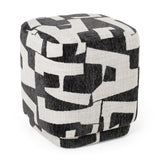 Loftis Modern Black & White Fabric Ottoman