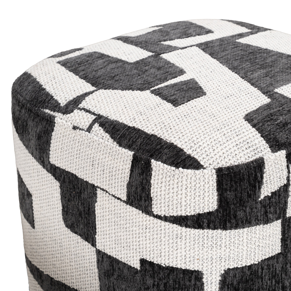 Loftis Modern Black & White Fabric Ottoman
