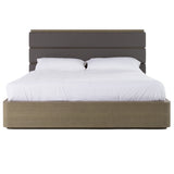 Lois Modern Grey Leather & Beige Shagreen Bed