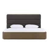 Lois Modern Grey Leather & Beige Shagreen Bed