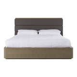 Lois Modern Grey Leather & Beige Shagreen Bed
