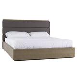 Lois Modern Grey Leather & Beige Shagreen Bed