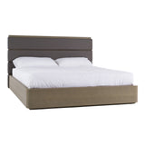 Lois Modern Grey Leather & Beige Shagreen Bed