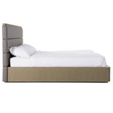 Lois Modern Grey Leather & Beige Shagreen Bed