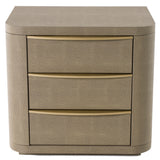 Lois Modern Beige Shagreen + Brass Nightstand