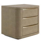 Lois Modern Grey Leather & Beige Shagreen Bedroom Set