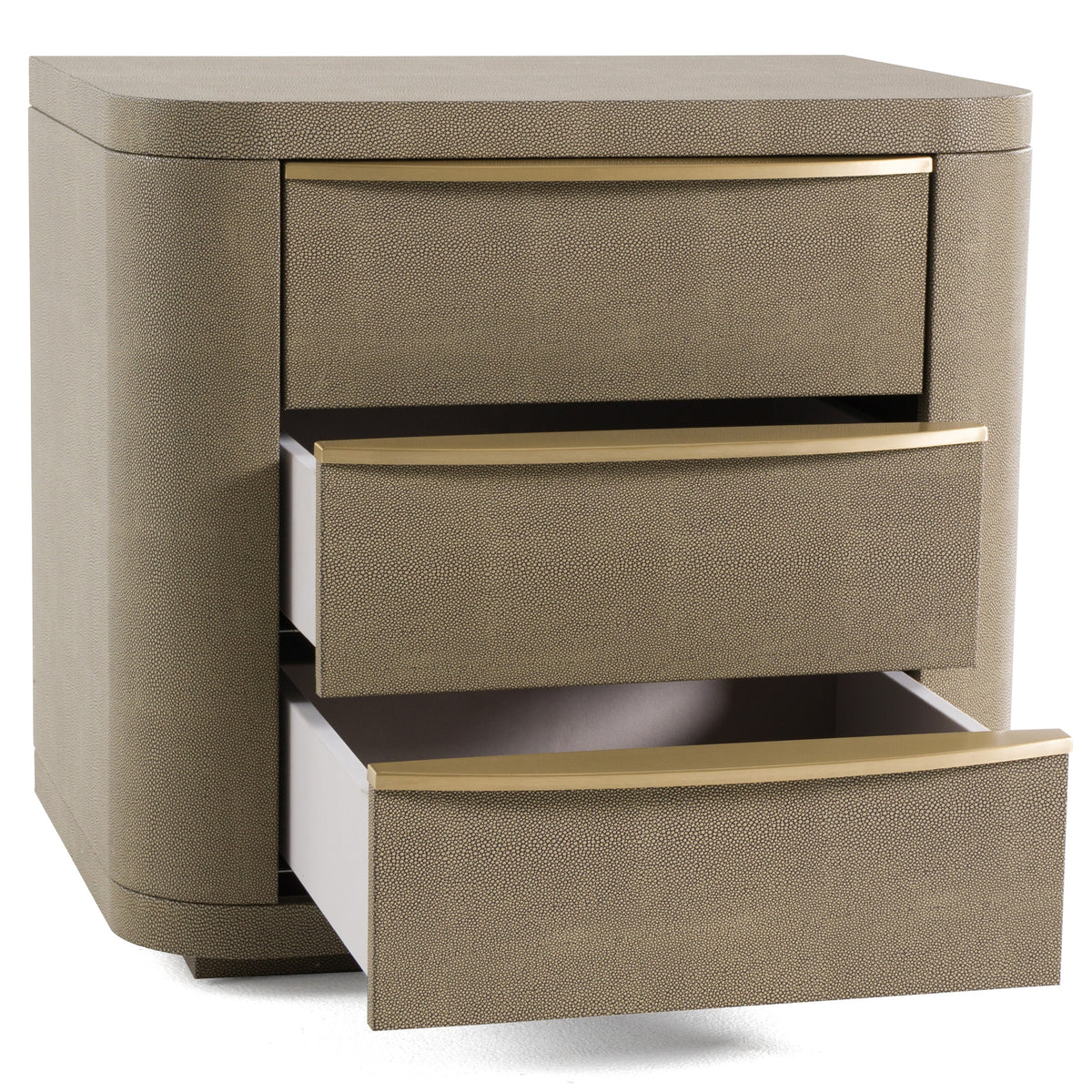 Lois Modern Beige Shagreen + Brass Nightstand