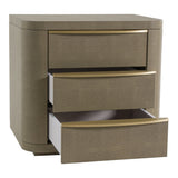 Lois Modern Beige Shagreen + Brass Nightstand