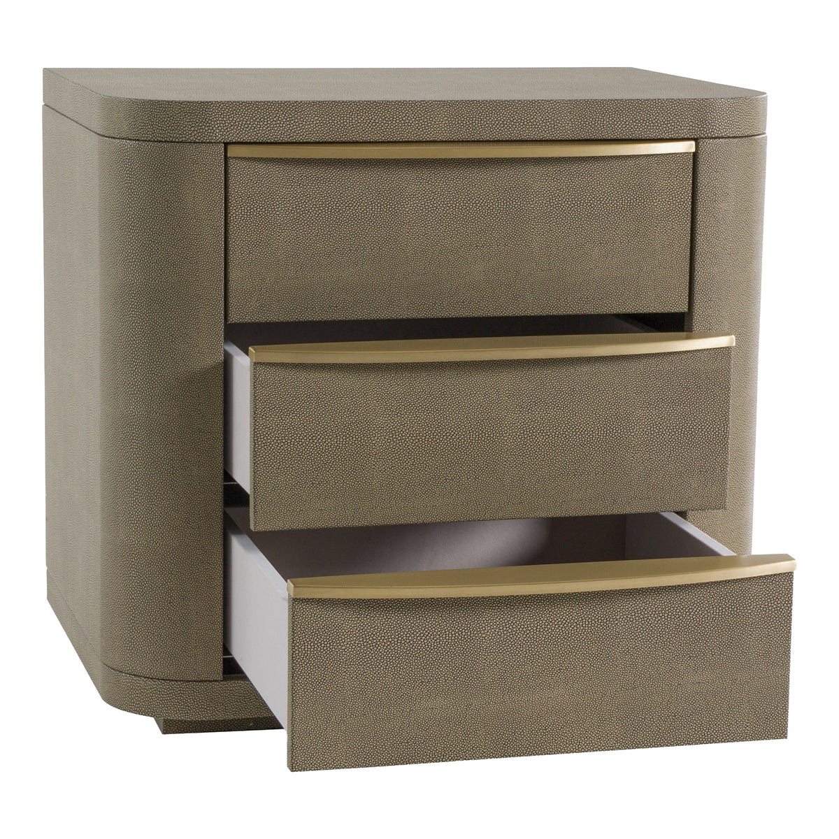 Lois Modern Beige Shagreen + Brass Nightstand