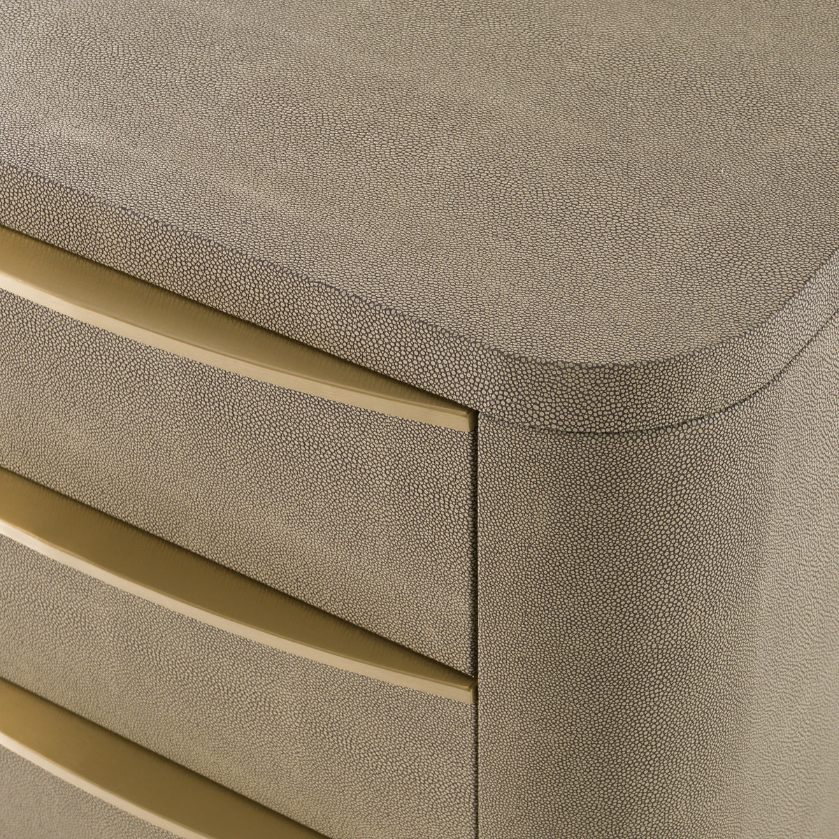 Lois Modern Beige Shagreen + Brass Nightstand