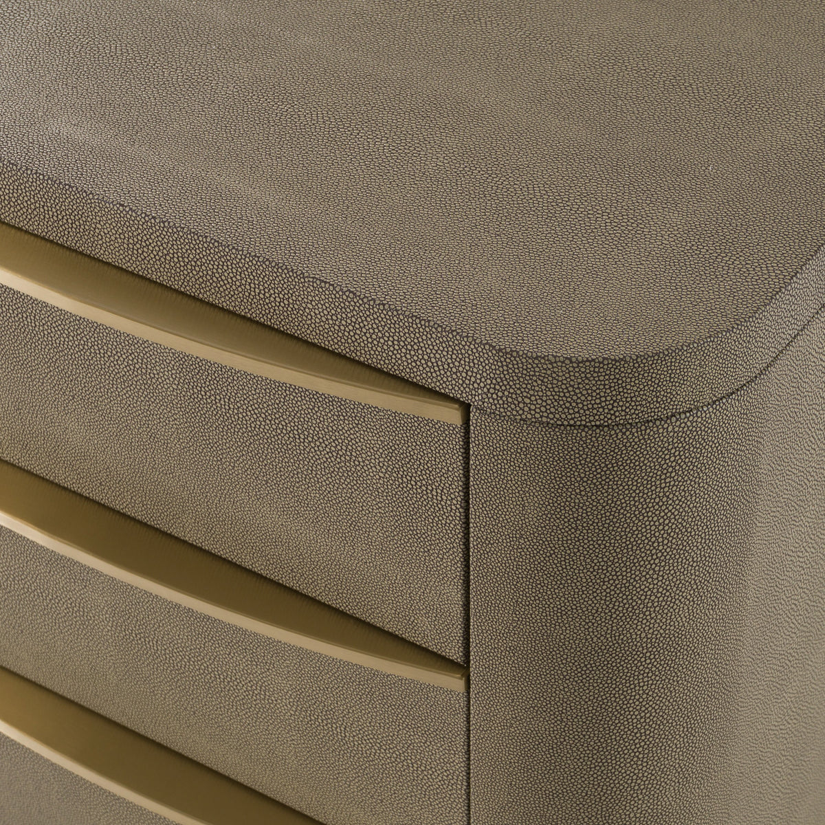 Lois Modern Beige Shagreen + Brass Nightstand