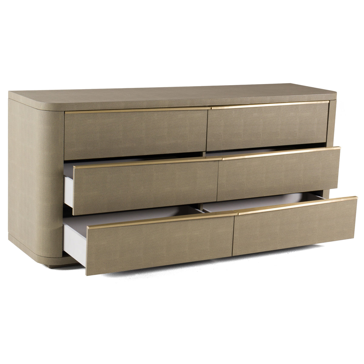 Lois Modern Beige Shagreen + Brass Dresser