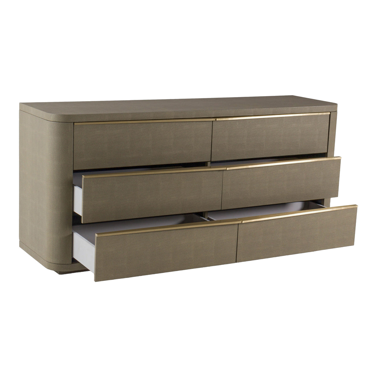 Lois Modern Beige Shagreen + Brass Dresser