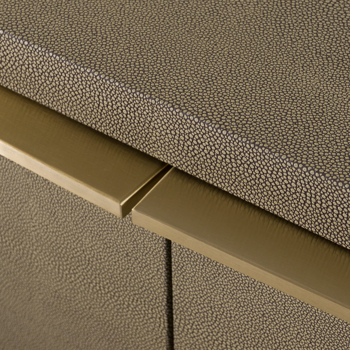 Lois Modern Grey Leather & Beige Shagreen Bedroom Set