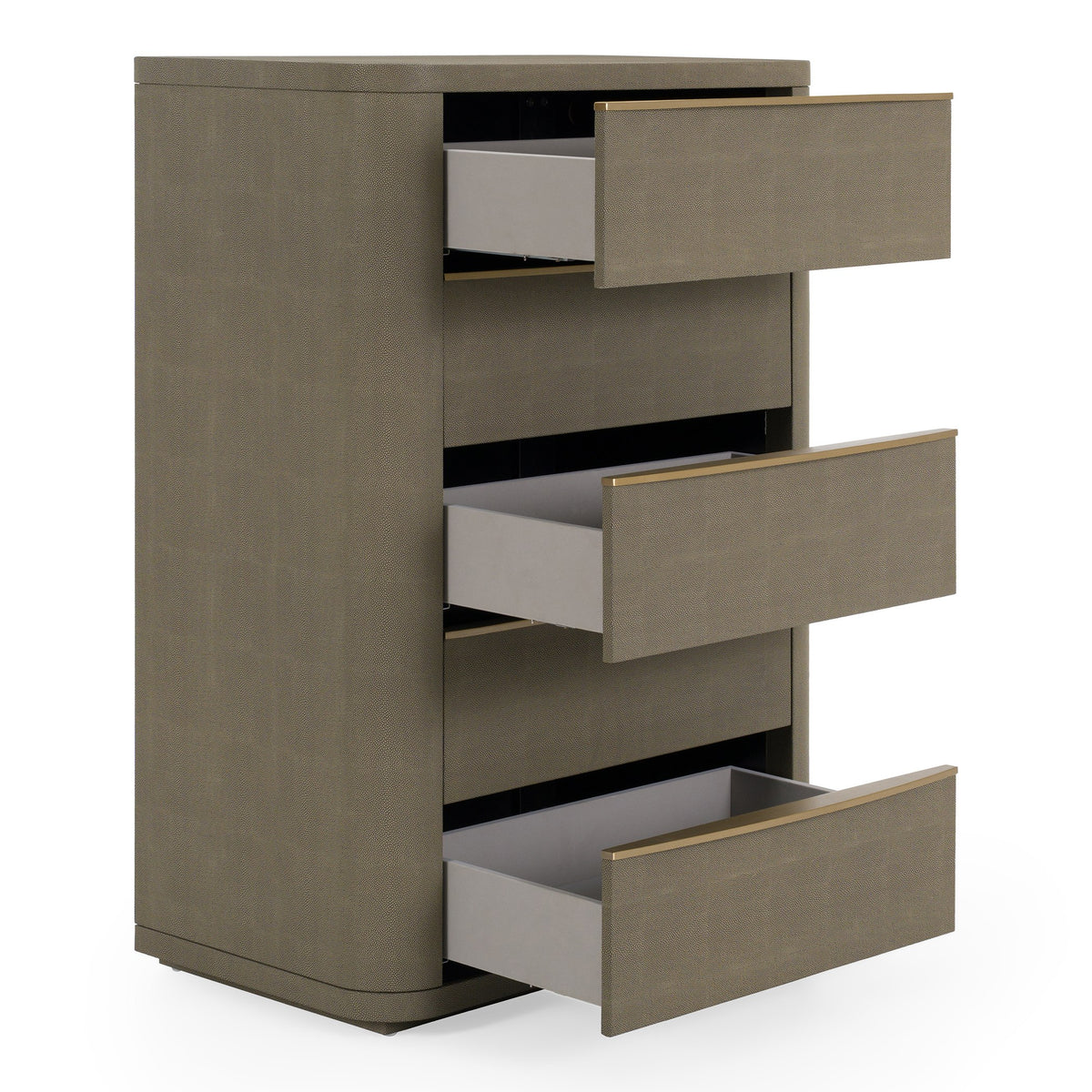 Lois Modern Beige Shagreen + Brass Chest