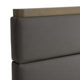 Eastern King Lois Modern Grey Leather & Beige Shagreen High Headboard Bed