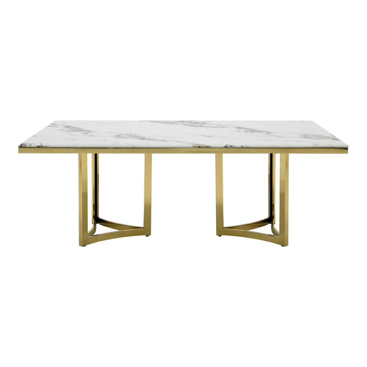 Loomis White Marble & Gold Dining Table