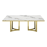 Loomis White Marble & Gold Dining Table