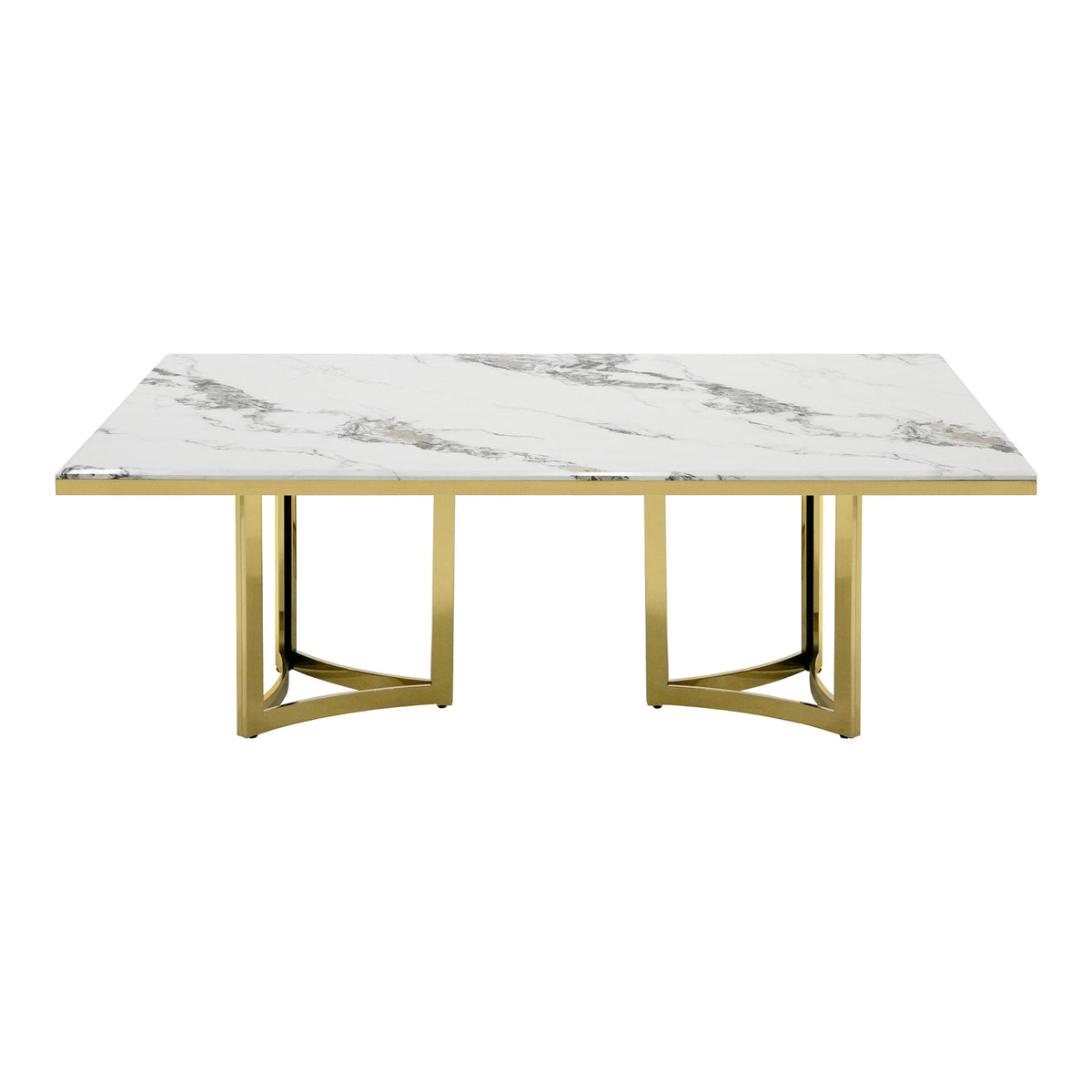 Loomis White Marble & Gold Dining Table