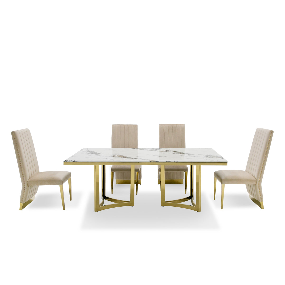 Loomis White Marble & Gold Dining Table