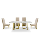 Loomis White Marble & Gold Dining Table