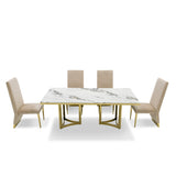 Loomis White Marble & Gold Dining Table
