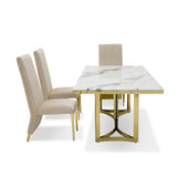 Loomis White Marble & Gold Dining Table