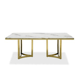Loomis White Marble & Gold Dining Table