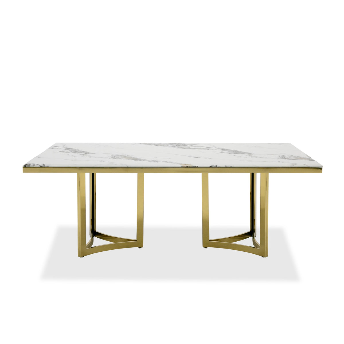 Loomis White Marble & Gold Dining Table