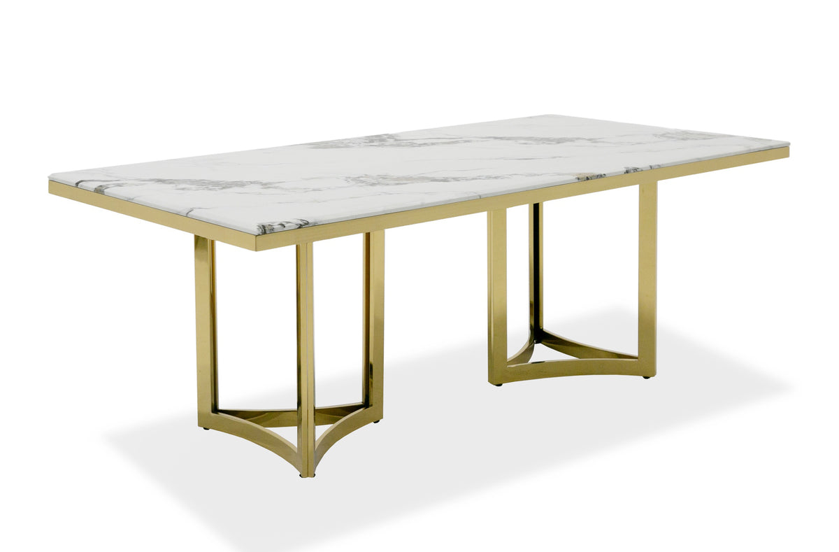 Loomis White Marble & Gold Dining Table