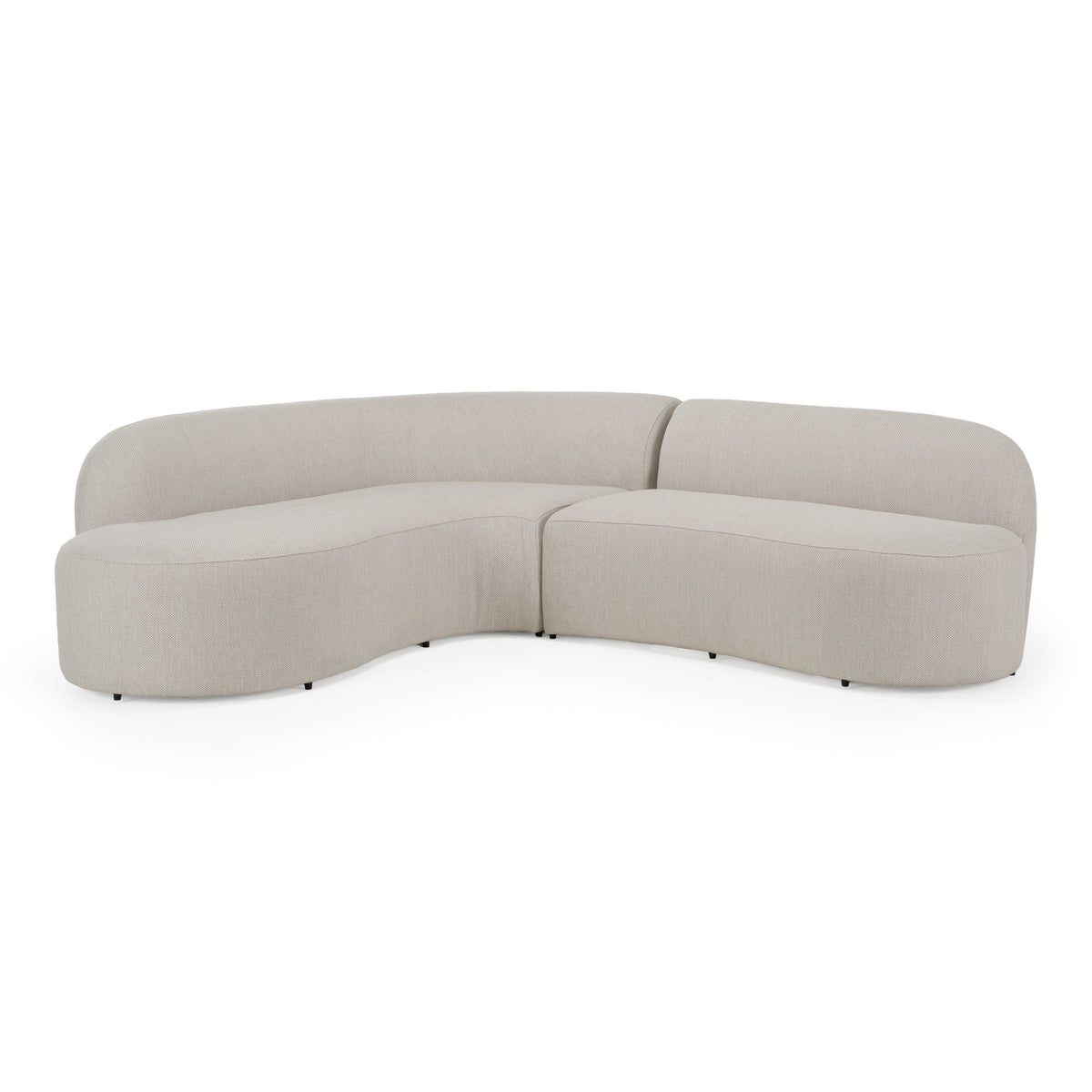 Lucena Outdoor Oyster Olefin Fabric Curved Sectional Sofa