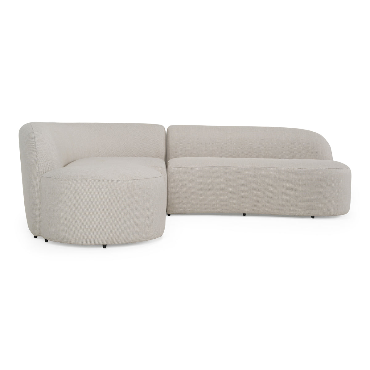 Lucena Outdoor Oyster Olefin Fabric Curved Sectional Sofa