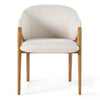 Lunde Cream Fabric and Walnut Arm Dining Chair