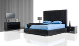 Eastern King Lyrica Black Leatherette Tall Headboard Bed