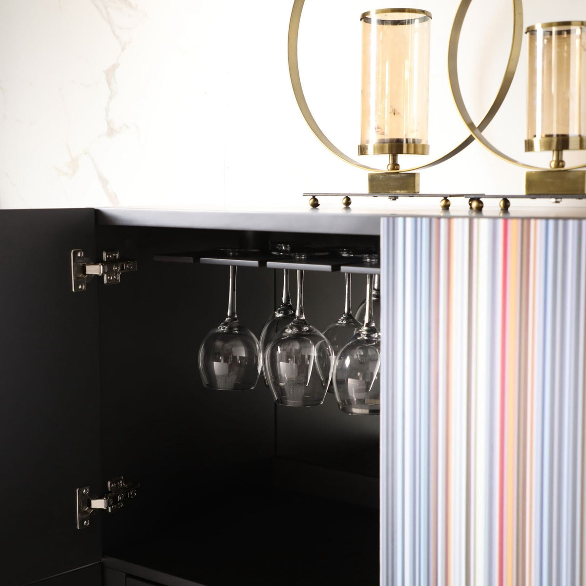 Macoy Modern Multicolor and Black Ash Wine Cabinet