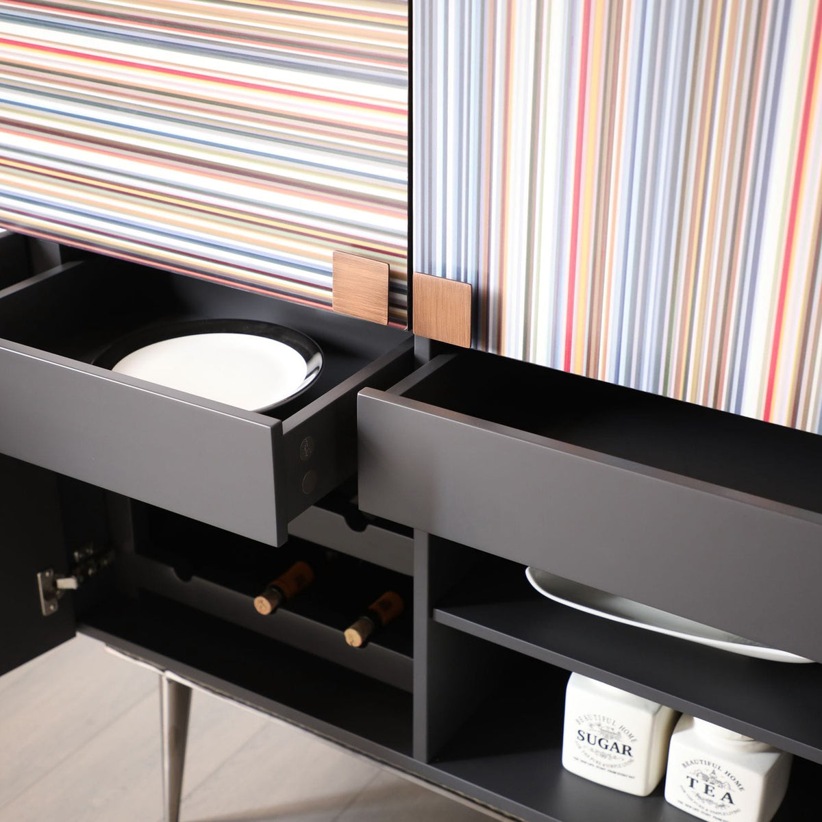 Macoy Modern Multicolor and Black Ash Wine Cabinet